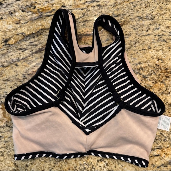 Kona Sol Women's High Neck Twist Front Bikini Top Size Small  Black Striped - Picture 6 of 11
